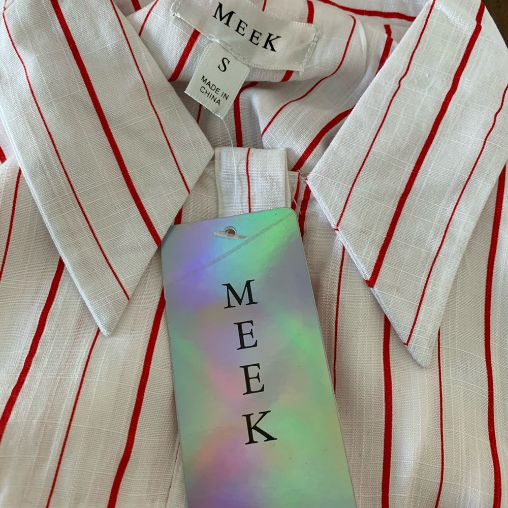 Cold Shoulder Striped Ruffle Top-Size S - Picture 3 of 6